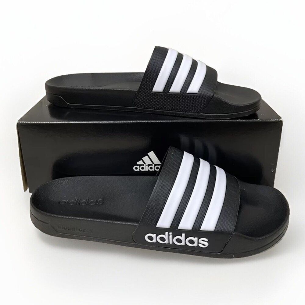 Adidas Mens Adilette Shower Size 13 Locker Slide Sandal Black White GZ5922 New